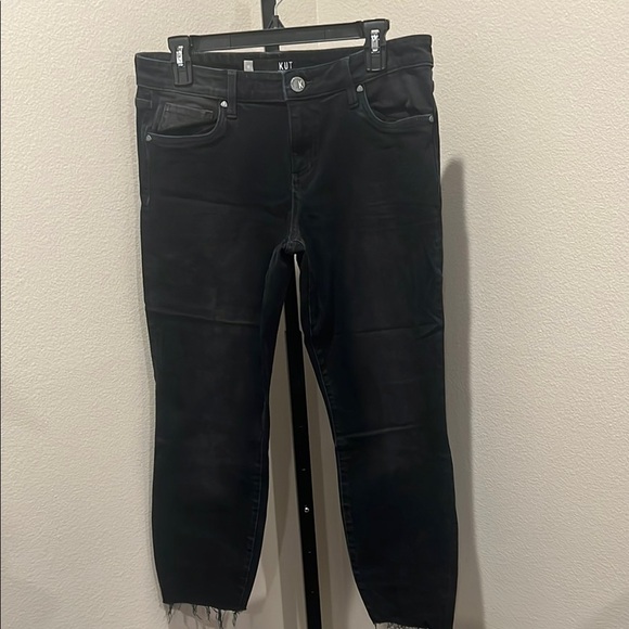 Kut from the Kloth Donna high rise a Black Ankle skinny Cropped Jeans - Picture 1 of 4
